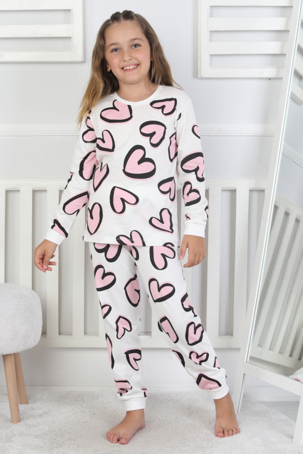 Kız Çocuk Baskılı Süprem Pamuklu Günlük Pijama Takımı