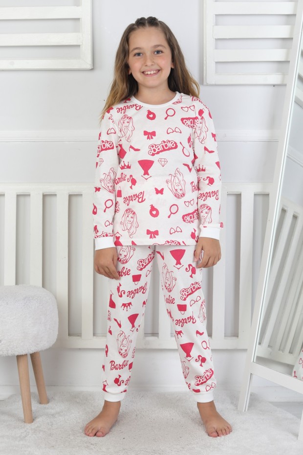 Kız Çocuk Baskılı Süprem Pamuklu Günlük Pijama Takımı