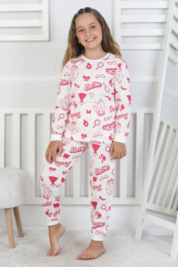 Kız Çocuk Baskılı Süprem Pamuklu Günlük Pijama Takımı