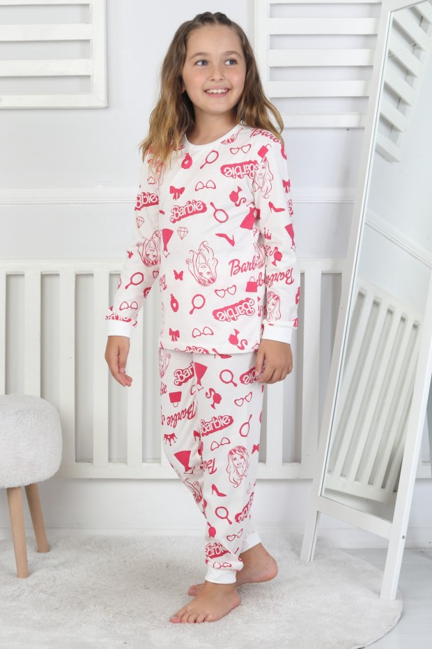 Kız Çocuk Baskılı Süprem Pamuklu Günlük Pijama Takımı