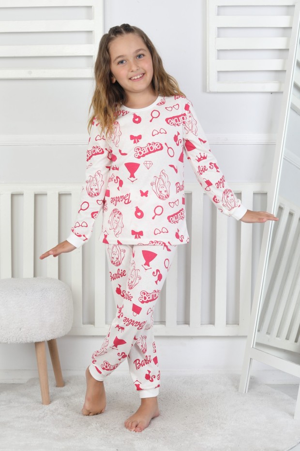 Kız Çocuk Baskılı Süprem Pamuklu Günlük Pijama Takımı