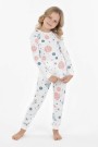 Kız Çocuk Desenli %100 Pamuk Reaktif Boyalı Süprem Kumaş Uzun Kollu Pijama Takımı