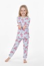 Kız Çocuk Desenli %100 Pamuk Reaktif Boyalı Süprem Kumaş Uzun Kollu Pijama Takımı