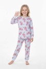Kız Çocuk Desenli %100 Pamuk Reaktif Boyalı Süprem Kumaş Uzun Kollu Pijama Takımı