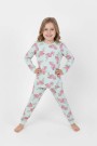 Kız Çocuk Desenli %100 Pamuk Reaktif Boyalı Süprem Kumaş Uzun Kollu Pijama Takımı
