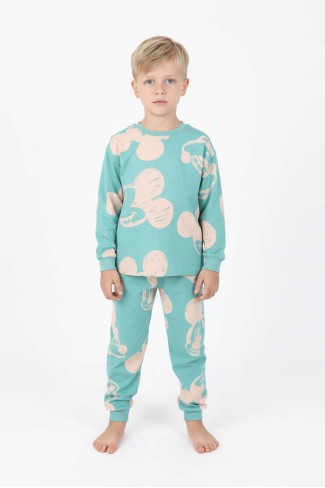 Erkek Çocuk Desenli %100 Pamuk Reaktif Boyalı Süprem Kumaş Uzun Kollu Pijama Takımı