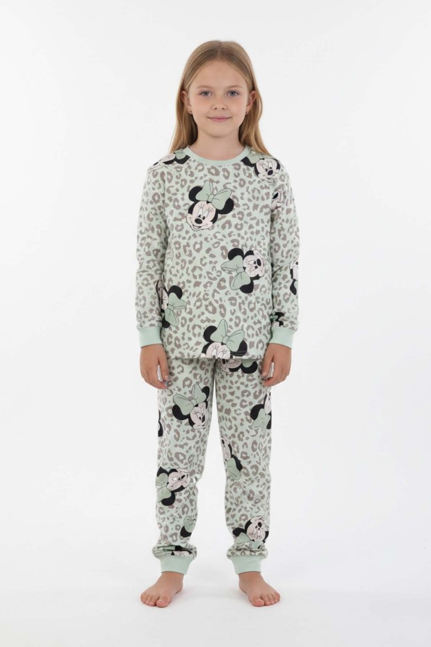Kız Çocuk Desenli %100 Pamuk Reaktif Boyalı Süprem Kumaş Uzun Kollu Pijama Takımı