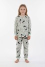 Kız Çocuk Desenli %100 Pamuk Reaktif Boyalı Süprem Kumaş Uzun Kollu Pijama Takımı