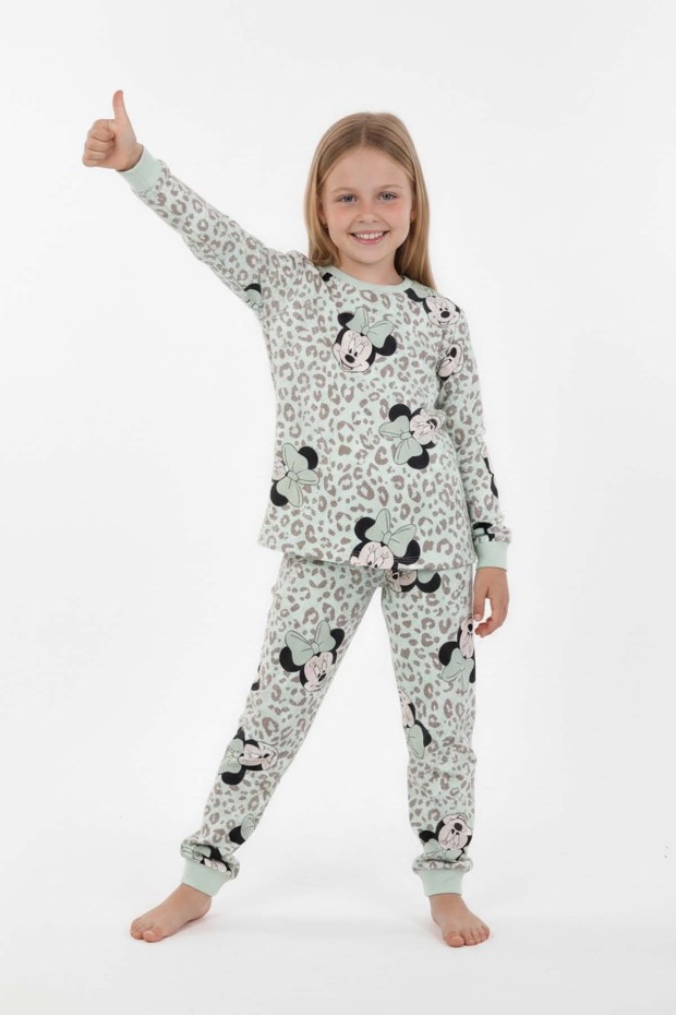 Kız Çocuk Desenli %100 Pamuk Reaktif Boyalı Süprem Kumaş Uzun Kollu Pijama Takımı