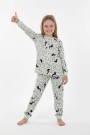 Kız Çocuk Desenli %100 Pamuk Reaktif Boyalı Süprem Kumaş Uzun Kollu Pijama Takımı