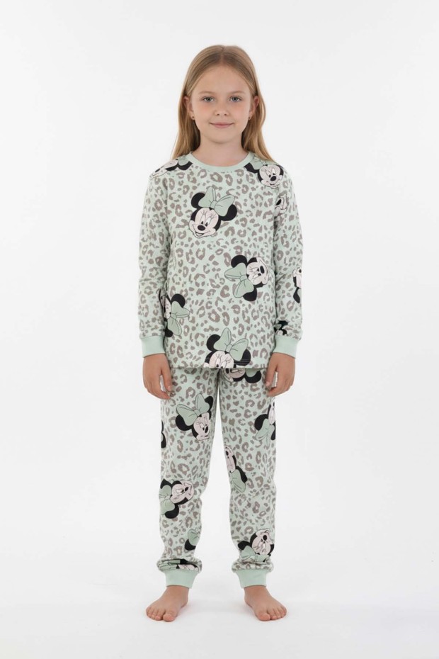 Kız Çocuk Desenli %100 Pamuk Reaktif Boyalı Süprem Kumaş Uzun Kollu Pijama Takımı