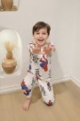 Erkek Çocuk Baskılı %100 Pamuk Reaktif Boyalı Süprem Kumaş Uzun Kollu Pijama Takımı