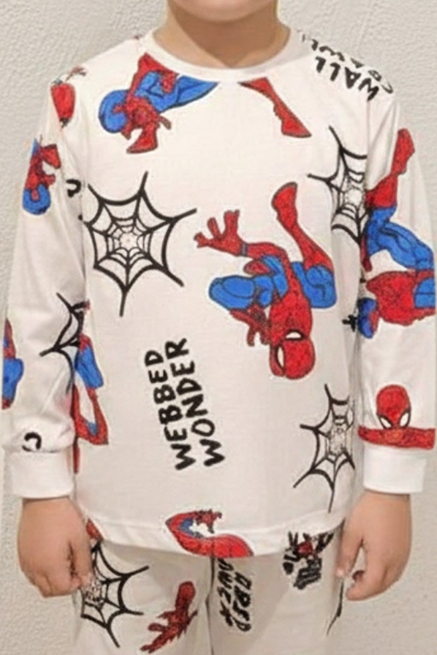 Erkek Çocuk Baskılı %100 Pamuk Reaktif Boyalı Süprem Kumaş Uzun Kollu Pijama Takımı