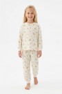 Kız Çocuk Çiçek Desenli %100 Pamuk Reaktif Boyalı Süprem Kumaş Uzun Kollu Pijama Takımı