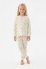 Kız Çocuk Çiçek Desenli %100 Pamuk Reaktif Boyalı Süprem Kumaş Uzun Kollu Pijama Takımı