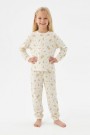 Kız Çocuk Çiçek Desenli %100 Pamuk Reaktif Boyalı Süprem Kumaş Uzun Kollu Pijama Takımı