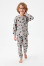 Erkek Çocuk Mutlu Yıllar Temalı %100 Pamuk Reaktif Boyalı Süprem Kumaş Uzun Kollu Pijama Takımı