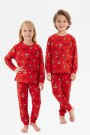 Erkek Çocuk Mutlu Yıllar Temalı %100 Pamuk Reaktif Boyalı Süprem Kumaş Uzun Kollu Pijama Takımı  