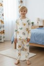 Garson Erkek Çocuk Safari Hayvan Desenli %100 Pamuk Reaktif Boyalı İnterlok Kumaş Uzun Kollu Pijama Takımı 
