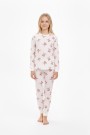 Garson Kız Çocuk Kiraz Desenli %100 Pamuk Reaktif Boyalı Süprem Kumaş Uzun Kollu Pijama Takımı