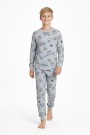 Garson Erkek Çocuk Mutlu Yıllar Temalı %100 Pamuk Reaktif Boyalı Süprem Kumaş Uzun Kollu Pijama Takımı