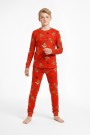 Garson Çocuk Mutlu Yıllar Temalı %100 Pamuk Reaktif Boyalı Süprem Kumaş Uzun Kollu Pijama Takımı 