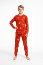 Garson Çocuk Mutlu Yıllar Temalı %100 Pamuk Reaktif Boyalı Süprem Kumaş Uzun Kollu Pijama Takımı 