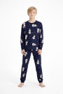 Garson Erkek Çocuk Mutlu Yıllar Temalı %100 Pamuk Reaktif Boyalı Süprem Kumaş Uzun Kollu Pijama Takımı