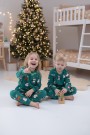 Uniseks Çocuk Temalı Penguen Ve Geyik Desenli %100 Pamuk Reaktif Boyalı Süprem Kumaş Uzun Kollu Pijama Takımı