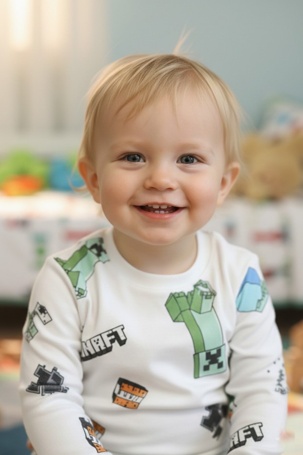 Erkek Bebek Baskılı %100 Pamuk Reaktif Boyalı Süprem Kumaş Uzun Kollu Pijama Takımı