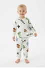 Erkek Bebek Baskılı %100 Pamuk Reaktif Boyalı Süprem Kumaş Uzun Kollu Pijama Takımı