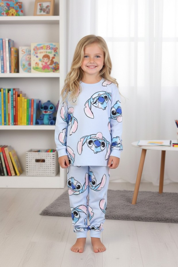 Kız Çocuk %100 Pamuk Reaktif Boyalı Süprem Kumaş Pijama Takımı