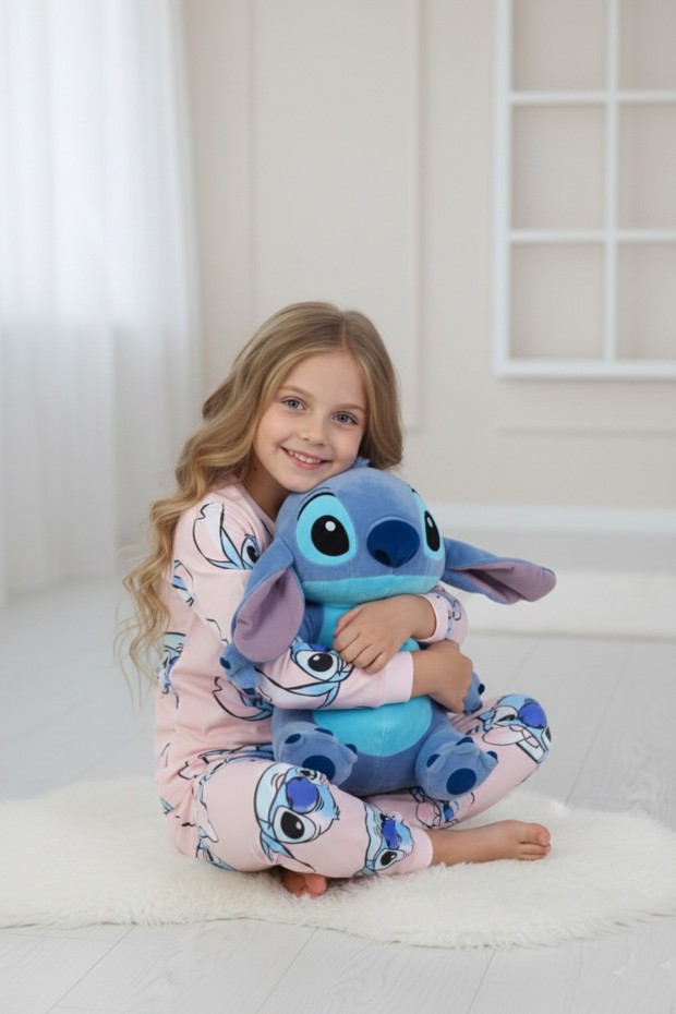 Kız Çocuk %100 Pamuk Reaktif Boyalı Süprem Kumaş Uzun Kollu Pijama Takımı