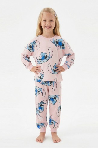 Kız Çocuk %100 Pamuk Reaktif Boyalı Süprem Kumaş Uzun Kollu Pijama Takımı