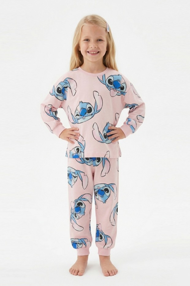 Kız Çocuk %100 Pamuk Reaktif Boyalı Süprem Kumaş Uzun Kollu Pijama Takımı