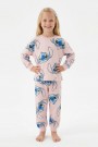 Kız Çocuk %100 Pamuk Reaktif Boyalı Süprem Kumaş Uzun Kollu Pijama Takımı