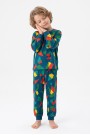 Erkek Çocuk Geometrik Desen %100 Pamuk Reaktif Boyalı Süprem Kumaş Uzun Kollu Pijama Takımı