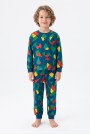Erkek Çocuk Geometrik Desen %100 Pamuk Reaktif Boyalı Süprem Kumaş Uzun Kollu Pijama Takımı
