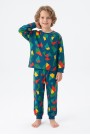 Erkek Çocuk Geometrik Desen %100 Pamuk Reaktif Boyalı Süprem Kumaş Uzun Kollu Pijama Takımı
