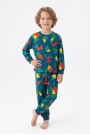 Erkek Çocuk Geometrik Desen %100 Pamuk Reaktif Boyalı Süprem Kumaş Uzun Kollu Pijama Takımı