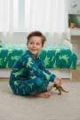 Erkek Çocuk Dinazor Baskılı %100 Pamuk Reaktif Boyalı Süprem Kumaş Uzun Kollu Pijama Takımı  