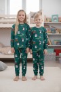 Garson Uniseks Çocuk Temalı Penguen Ve Geyik Desenli %100 Pamuk Reaktif Boyalı Süprem Kumaş Uzun Kollu Pijama Takımı