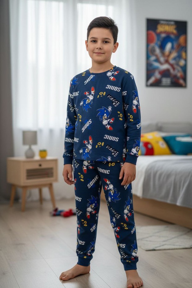 Erkek Çocuk %100 Pamuk Reaktif Boyalı İnterlok Kumaş Pijama Takımı  