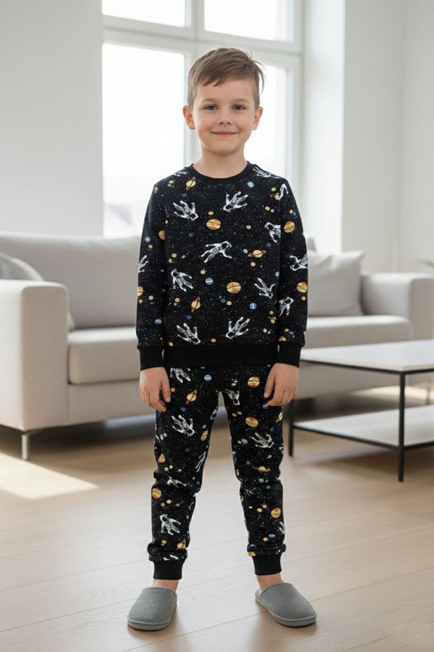 Erkek Çocuk İki İplik %95 Cotton Astronot Baskılı Takım