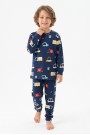 Erkek Çocuk %100 Pamuk Reaktif Boyalı İnterlok Kumaş Araba Baskılı Pijama Takımı 