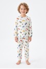 Erkek Çocuk %100 Pamuk Reaktif Boyalı İnterlok Kumaş Eğlenceli Araç Baskılı Pijama Takımı