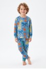 Erkek Çocuk %100 Pamuktan Üretilmiş Eğlenceli Hayvan Desenli Pijama Takımı