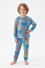 Erkek Çocuk %100 Pamuktan Üretilmiş Eğlenceli Hayvan Desenli Pijama Takımı