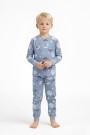 Üniseks Çocuk Ay Ve Yıldız Desenli %100 Pamuk Reaktif Boyalı Süprem Kumaş Uzun Kollu Pijama Takımı