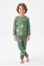 Erkek Çocuk Desenli %100 Pamuk Reaktif Boyalı İnterlok Kumaş Uzun Kollu Pijama Takımı